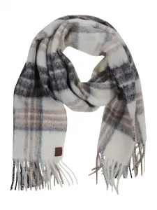 Шарф в клетку с бахромой Eleventy, белый
