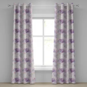 Шторы на люверсах ABAKUHAUS с кирпичной стеной, векторная иллюстрация граффити, рисунок на кирпичной стене, уличная графика, декоративные двухпанельные шторы, 280 см x 175 см, фиолетовый и лавандовый цвета Abakuhaus