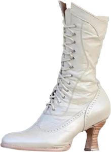 Викторианские ботинки женские на шнуровке/молнии, ботильоны до щиколотки, ведьмовские ренессансные туфли, ботинки на каблуке, пиратские кожаные короткие ботильоны Generic, #027