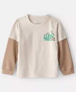 Мальчиковая футболка с длинным рукавом с принтом размер 2T-5T Carter'S, загар/бежевый