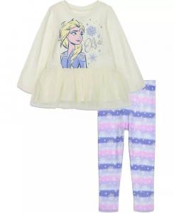 Комплект из футболки и леггинсов из мультфильма «Холодное сердце» для девочек «Холодное сердце» Эльзы и Анны Disney, белый