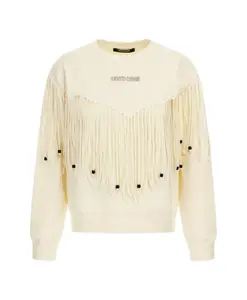 Женская толстовка с бахромой, цвет слоновой кости, произведено в Италии. Roberto Cavalli, бежевый