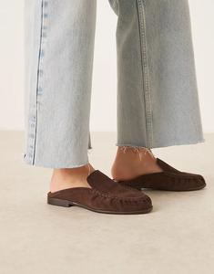 Мюли-лоферы премиум-класса ASOS DESIGN Mellow из замши шоколадного цвета