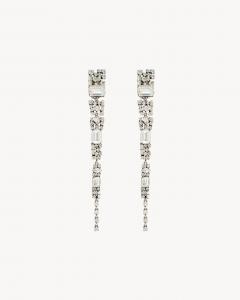 Серьги-леденцы из металла с кристаллами Saint Laurent, серебро