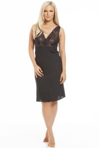 Классическая кружевная сорочка с длинными рукавами Camille, черный