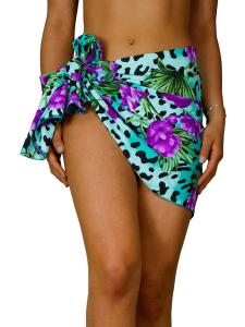 Шарф King Kameha Leopard Flowers, бирюзовый