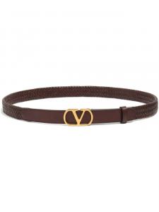 Valentino Garavani плетеный ремень с логотипом VLogo Signature, коричневый