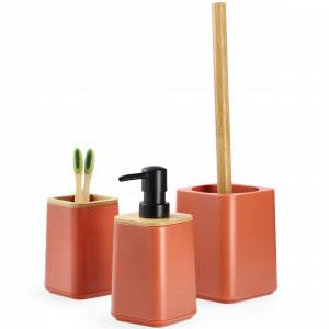 KADAX Набор для ванной комнаты: дозатор для мыла + стаканчик для мыла + ершик для унитаза, розовый