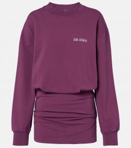 Мини-платье из флиса с хлопком и сборками The Attico, бордовый