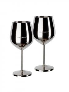 Набор из 2 бокалов для вина/фужеров из нержавеющей стали, ударопрочный, 500 мл, серебряный Echtwerk