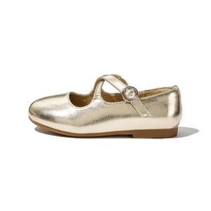 Низкие детские кожаные туфли для детей BELLE, золотой
