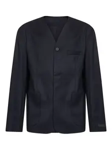 Жакет без воротника с накладными карманами Jacquemus, синий