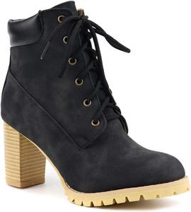 Женские ботильоны VOKLIN с массивным каблуком, высокой платформой, шнуровкой, круглым носком и элегантным дизайном, Black-Velvet Lined