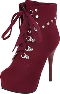 Элегантные женские ботильоны на шпильке с круглым носком Renessmi, Claret 1
