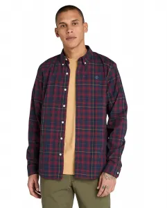 Мужская рубашка в клетку из эластичного поплина, приталенного кроя Timberland, бордовый