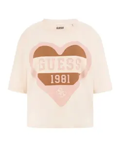 Светло-Розовая футболка с короткими рукавами Guess, розовый