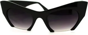 Черные модные солнцезащитные очки в стиле «кошачий глаз» с укороченными линзами, как у моделей с подиума MODA, Black