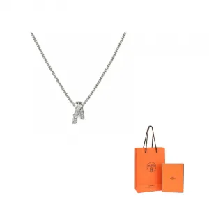 HERMES Ожерелье Diamond 18K White Gold Unisex Silver