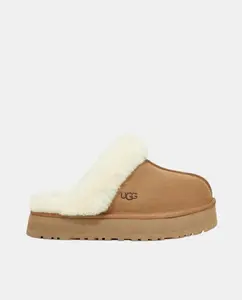 Женские туфли DISQUETTE из кожи и меха снаружи UGG, светло-коричневый
