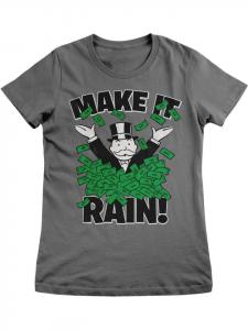 Футболка Monopoly Make It Rain Girly Tee серого цвета Monopoly