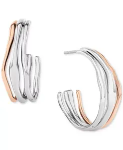 Серьги-Кольца средней волнистости с тремя рядами, 1,04 дюйма Calvin Klein, multi