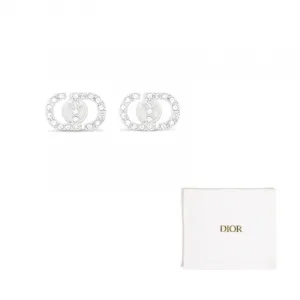 DIOR Сережки-гвоздики металл, кристалл, цвет silver