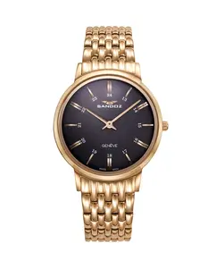 Элегантные мужские часы с тремя стрелками из стали золотистого оттенка Sandoz, золото