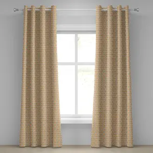 Геометрическая штора на люверсах ABAKUHAUS с ретро-узором кошачий глаз в винтажных тонах, аутентичная классическая художественная, декоративная, двухпанельная, 280 см x 175 см, цвет: оранжевый, зеленый, белый Abakuhaus