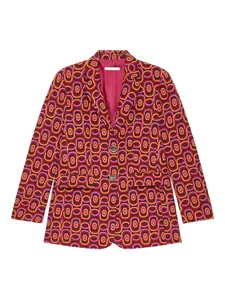 Однобортный блейзер с геометричным принтом MALIPARMI, красный