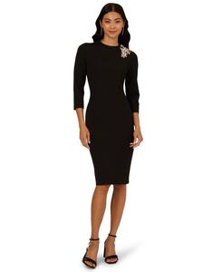 Женское короткое платье с 3D цветочным принтом и воротником-стойкой Adrianna Papell, Black