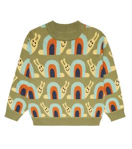Жаккардовый хлопковый свитер Stella McCartney Kids, разноцветный
