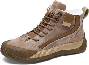 Мужские зимние ботинки на шнуровке, модные высокие кроссовки с хлопковой подкладкой, обувь для скейтборда, замшевые повседневные ботинки до щиколотки для мужчин Generic, коричневый