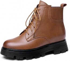 Женские ботинки Niiyyjj из натуральной кожи с высоким каблуком, с толстой платформой, армейские, большого размера, с натуральной шерстью, теплые, Brown Wool