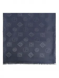 Жаккардовый шарф с логотипом Giorgio Armani, синий