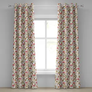 Шторы на люверсах ABAKUHAUS в стиле цирка, с изображением цирковых слонов, медведей, обезьян, животных, веселых каруселей, волшебных классических праздничных принтов, декоративные двухпанельные шторы на окно, 280 см x 260 см, разноцветные Abakuhaus