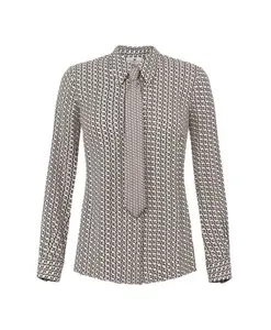 Рубашка из набивной жоржетовой ткани с поясом. Elisabetta Franchi, мультиколор