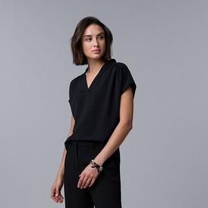 Женская футболка с V-образным вырезом и коротким рукавом Simply Vera Vera Wang, Black