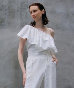 Блузка на одно плечо из легкой тафты Nave, пригодная для стирки, водоотталкивающая и эластичная.