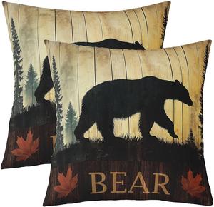 Erosebridal Чехлы для подушек Black Bear с принтом дикой природы в деревенском стиле, Multi 247