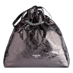 Сумка crush medium tote bag metallized 'grey' Balenciaga, серый