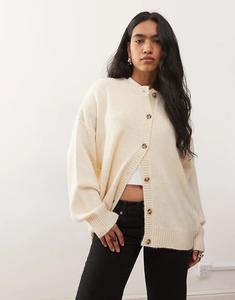 COLLUSION свободный кардиган с круглым вырезом кремового цвета