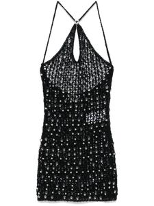Coperni трикотажное платье мини с бисером, черный