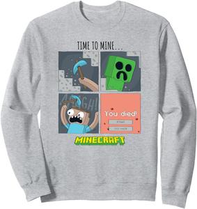 Групповое фото из Minecraft. толстовка с комиксом Время добывать руду, синяя