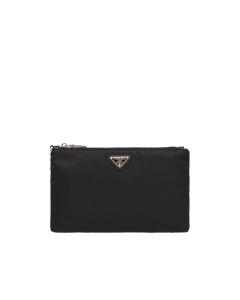 Косметичка из переработанного нейлона и кожи сафьяно Prada, черный