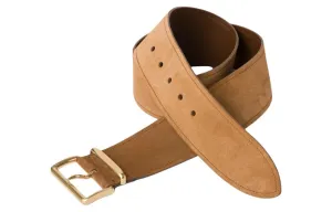 MIU MIU Кожаный ремень для женщин с логотипом Brogues и пряжкой-булавкой, цвет cinnamon, ширина 6 см