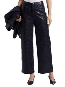 Cinq a sept Брюки Betsy из искусственной кожи с вышивкой, широкие, темно-синие