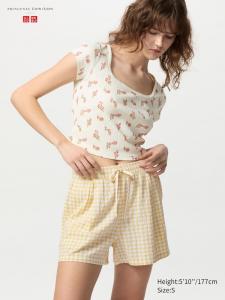 Шорты из ткани сирсакер (в клетку) Uniqlo, бежевый