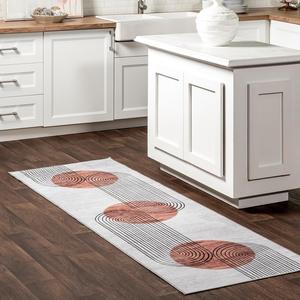 Ковер-дорожка nuLOOM, 82 x 244 см, Martine Abstract Sun, машинная стирка, Dusty White