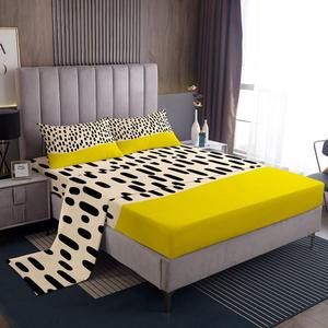 Erosebridal Комплект постельного белья Yellow Beige Patchwork с современным абстрактным богемным дизайном в горошек и геометрическим узором, Yellow
