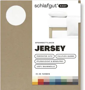 Простыня Schlafgut "EASY из 100% хлопка, мягкая и впитывающая, фирменная простыня", для матрасов высотой до 22 см, размером 90x200, 140x200 или 180x200 см 90-100х190-200 см, 1 шт., цвет Full-White
